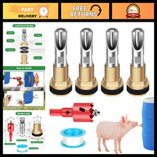 4 Pcs Automatic Pig Waterer Nipples - Stainless Steel Feeder Kit for Goats  Pig