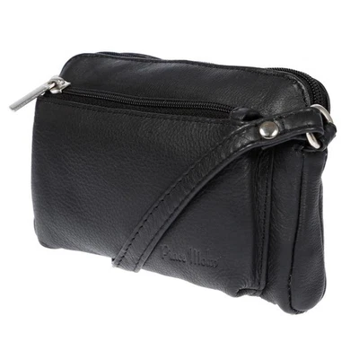 MARKENLOS Kleine echt Leder Damen Umhängetasche Schultertasche Tasche Handtasche Schwarz