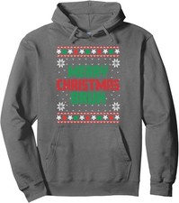 Merry Christmas Bruh Ugly Christmas Funny Santa Retro Unisex Hooded Sweatshirt