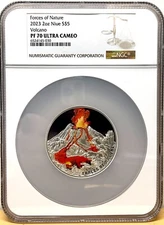 2023 Niue $5 Forces of Nature Volcano 2 oz .999 Silver Coin - NGC PF 70 UCAM
