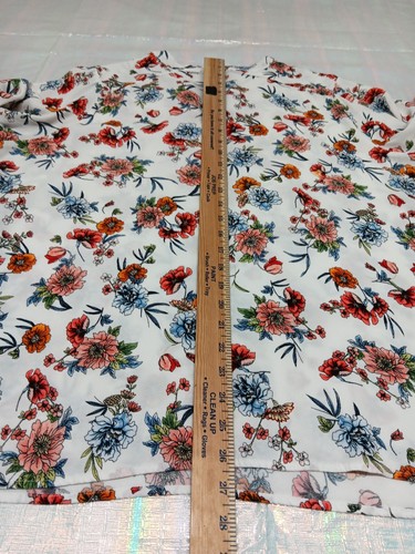 Chelsea & Theodore Womens 3X White Multicolored Floral Tie Tab Sleeve  - Picture 13 of 14