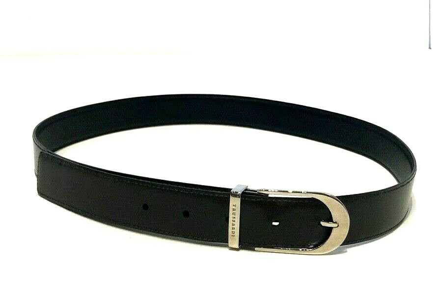 Trussardi Brown and Black Reversible Leather Silver Buckle  display picture 2