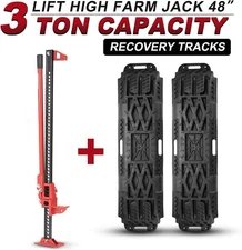 48" Offroad High Lift Jack w/2 Pcs Recovery Tracks for Sand Mud Snow Track 4WD