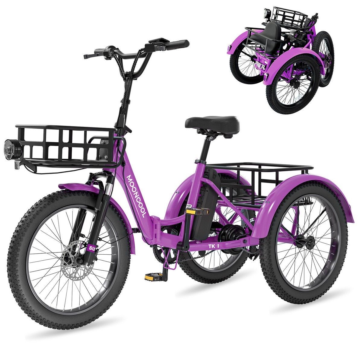 Tricycle électrique Pliable 20" 500W 48V - E-Trike Fat Bike Pour Adulte - Neuf 2025