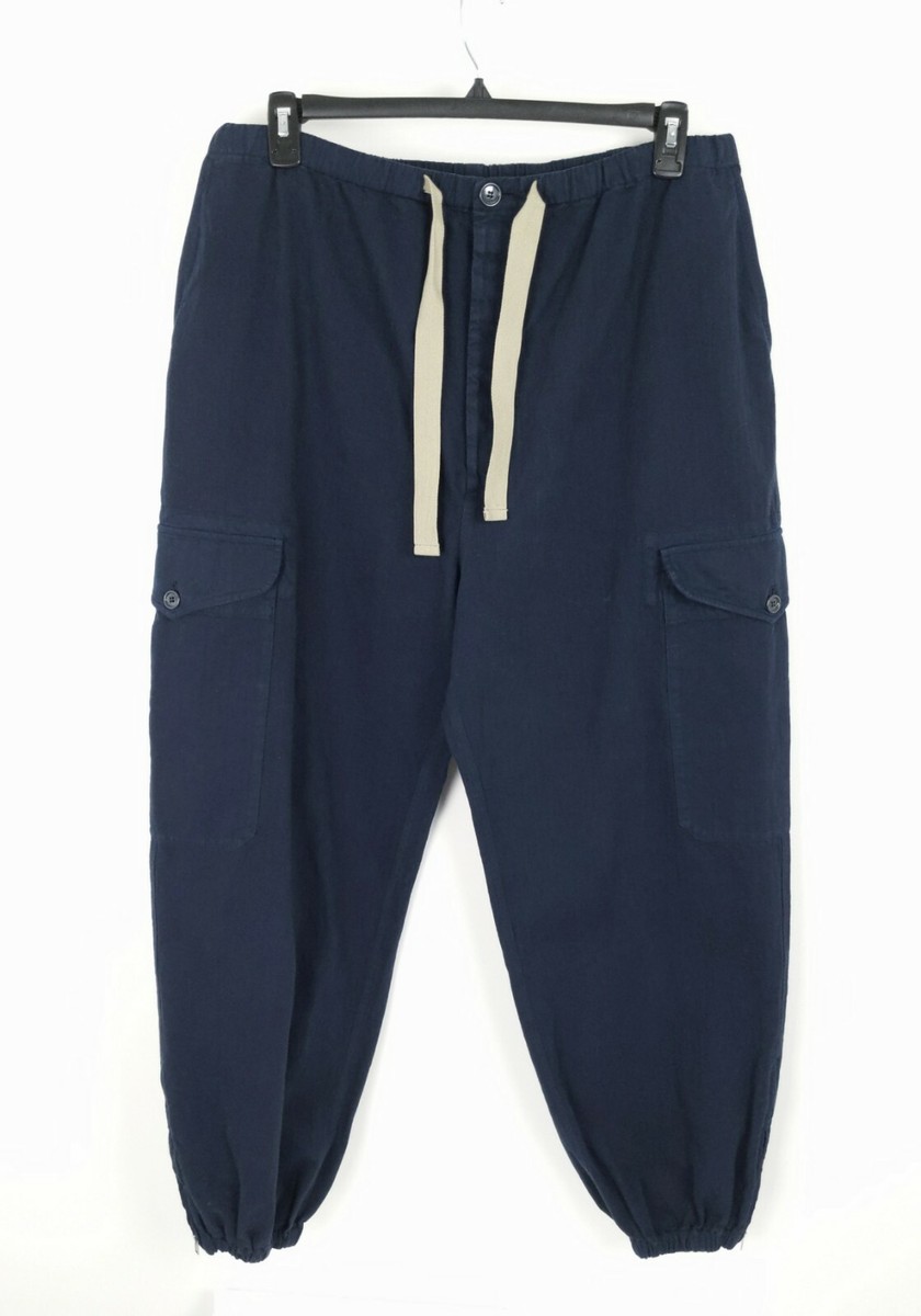 GUCCI Drawstring Cargo Casual Pants Navy Dark Blue Cotton