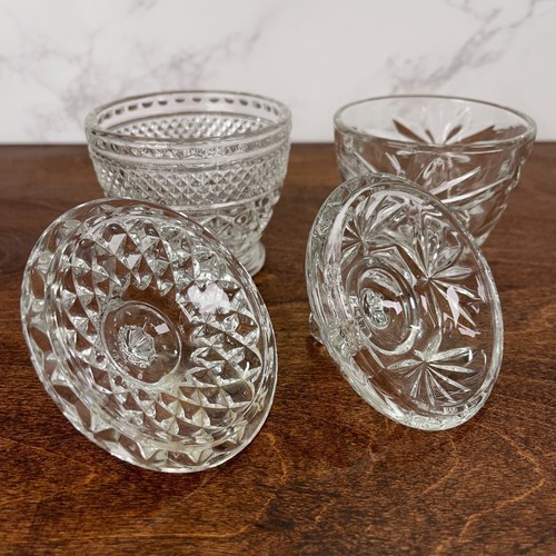 Set of 2 Vintage Indiana Glass Diamond Candy Dish Compote with Lids - Picture 6 of 8
