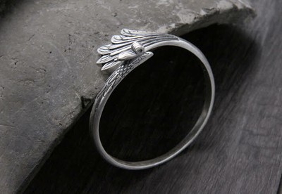 B25 Bracelet Phoenix Peacock Feather 999 Fine Silver