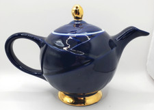 Vintage HALL Cobalt Blue with Gold Trim Teapo...