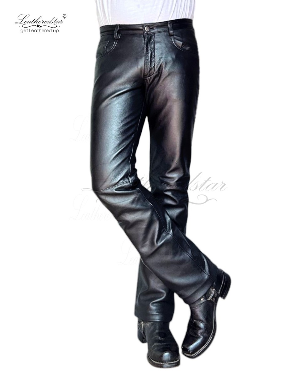 Black leather jeans or pant 501 style classic boot cut rodeo