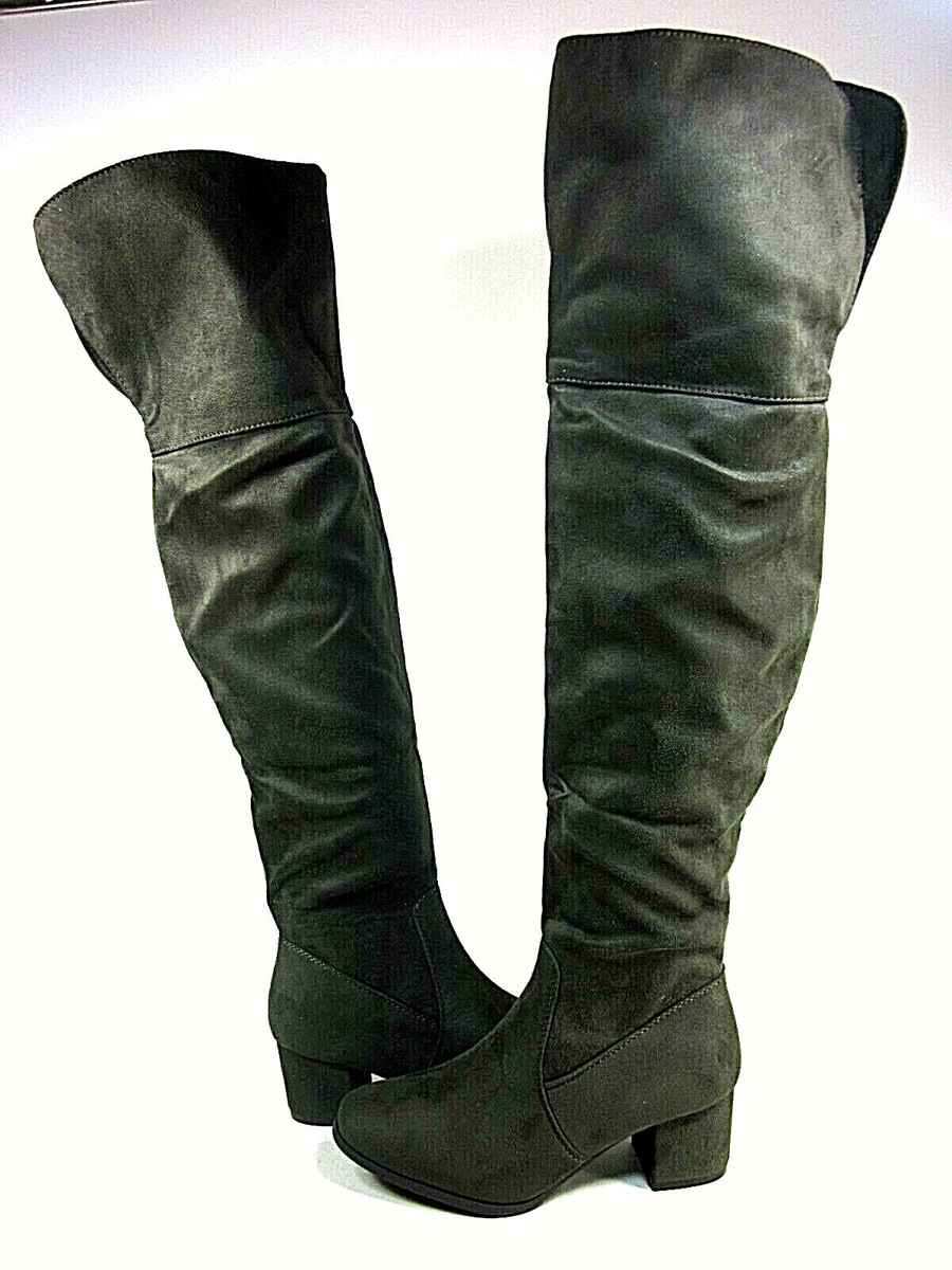 Nature Breeze Linden-010K Olive Suede Women's Over the Knee