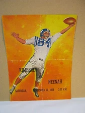 Neenah High School Football Rare Program Kimberly vs. Neenah 1958 w/ Coke Ad