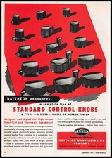 1951 Raytheon Co. Waltham Massachusetts Standard Control Knobs Vintage Print Ad