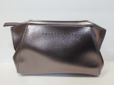 CHANTECAILLE SILVER METALLIC ZIPPERED COSMETICS MAKEUP BAG