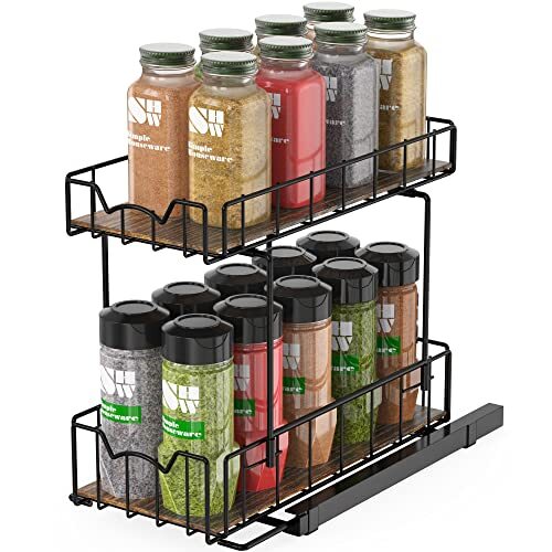 2-Tier Spice Rack Organizer Pull Out Seasoning Rack for Kitchen