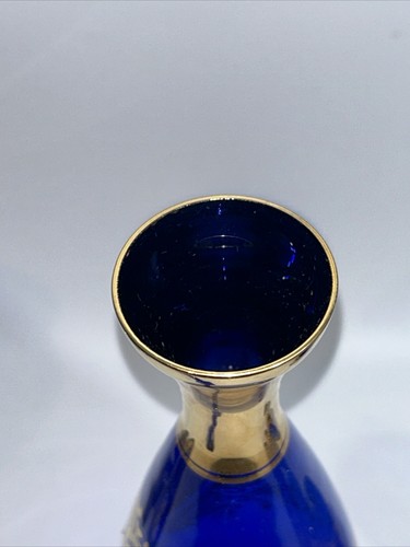 Murano Enamelled Decanter Set 4 X Shot/tot Glasses Flower Encrusted Cobalt Blue - Picture 15 of 21