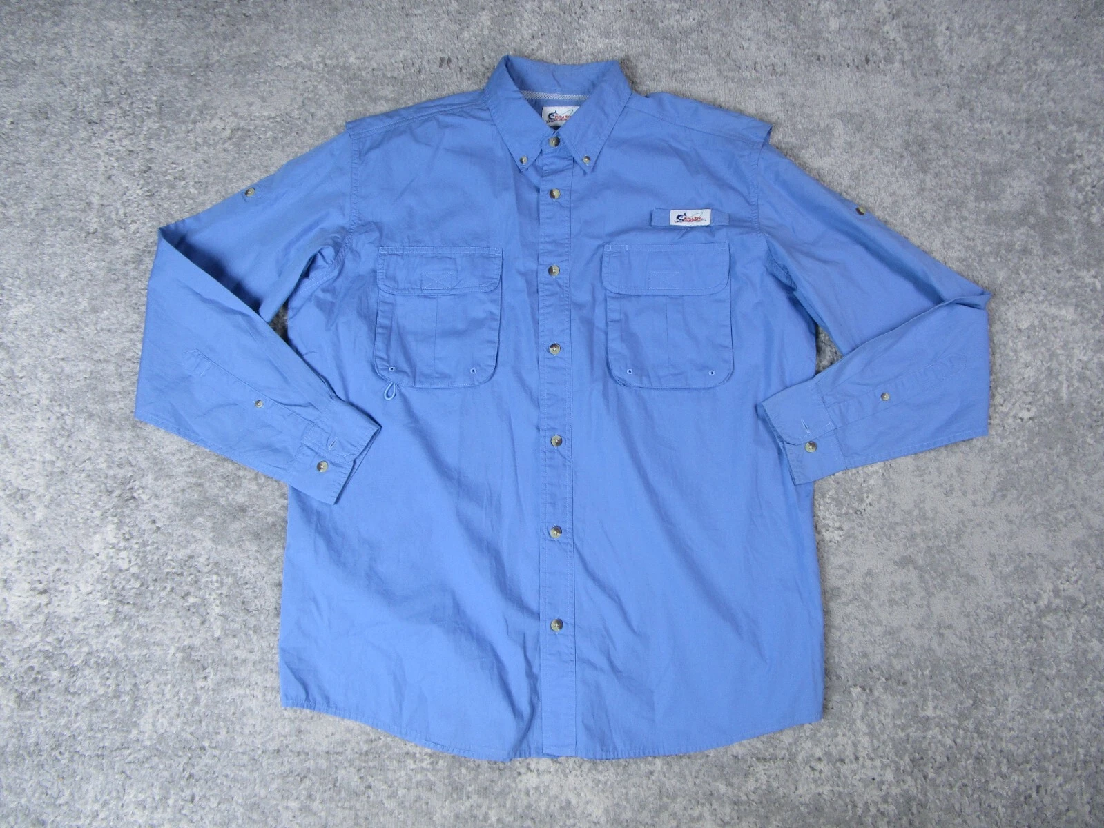 World Wide Sportsman Fishing Shirt Mens Large Blue Long Sleeve Outdoor Vented