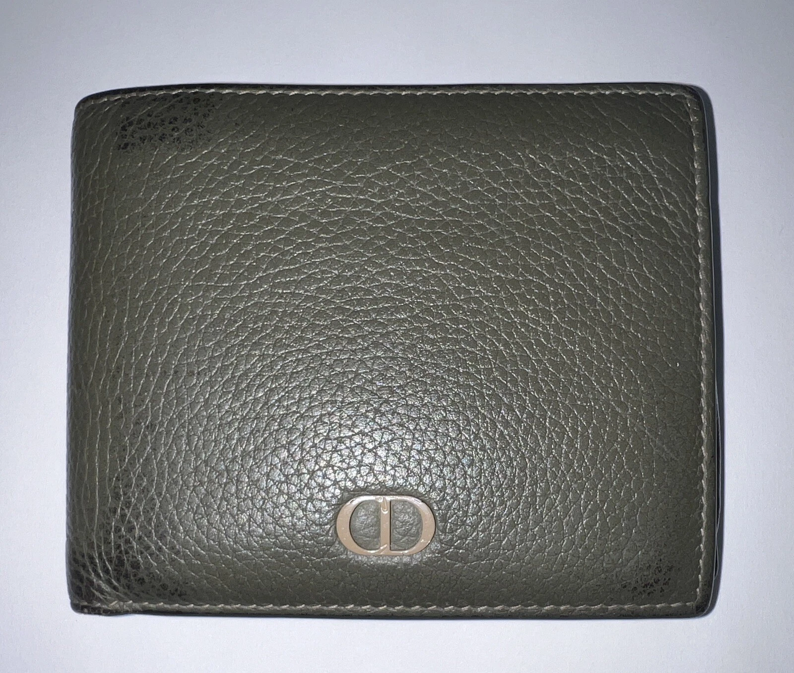 Portefeuille pliant authentique logo Dior Homme kaki d'occasion avec CoA