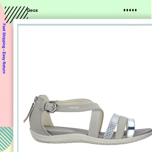 GEOX Cross-Strap Sandals - Vega Light Grey 7 M - Picture 2 of 6
