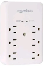 Amazon Basics 6 Outlet Wall-Mount Surge Protector, 1080 Joules (Pack of 2) NIB. 