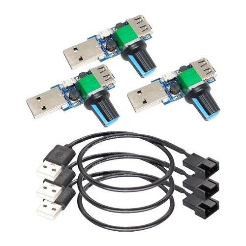 3 Pack USB Fan Speed Controller with 30cm Cable for PWM For 5V Case ...