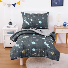 - Toddler Bedding Set for Boys, Space Rocket Planet Star, 4 Pieces Soft Crib ...