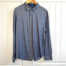 Tasso Elba Supima Long Sleeve Button Down Men's XL Grey Business Casual Fall