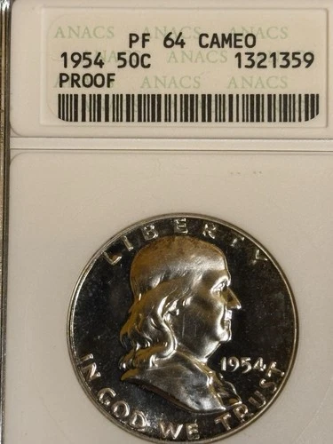 1954 Proof Franklin Half Old ANACS Soapbox Pf64 Cameo Very Pretty