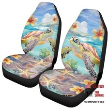 Print Car Front Seat Cover 2 Piece Vehicle Interior Cover Cute Sea Turtle