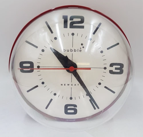 Vintage Newgate Bubble Wall Clock 1970's Space Age Design In Red