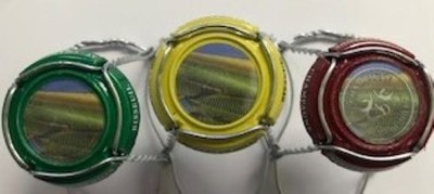 Serie von 3 Champagnerkapseln Albert De MILLY, HOLOGRAPHISCH
