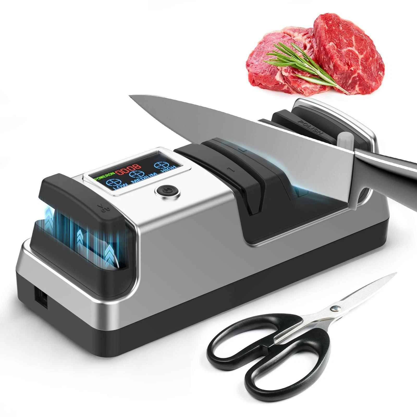 Electric Knife Sharpener for Kitchen - Professional 3-Stage Sharpening for Strai