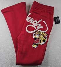 Ed Hardy Eagle Tiger Bootcut Sweatpants Mens Large Red Printed Graphics Wide Fit