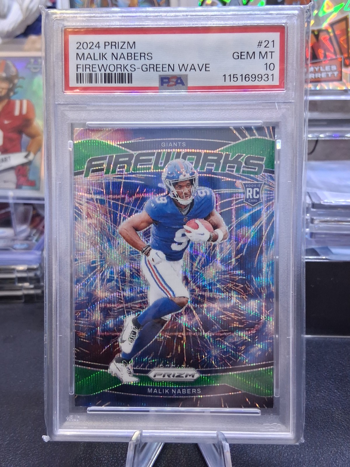 Malik Nabers Panini Prizm Fireworks #21 Green Wave