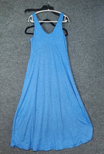 Halara Womens Flowy Maxi Tank Dress M Blue Scoop Neck Side Full Slit Sleeveless