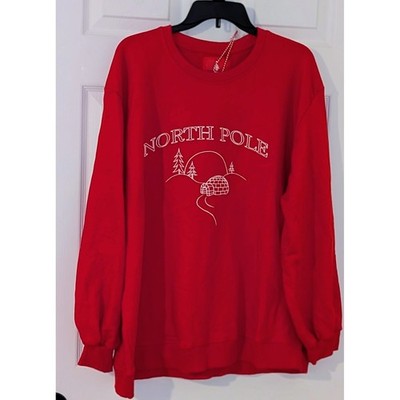 Threadbare Red North Pole Embroidered Christmas Sweatshirt Size 18/XXL NEW