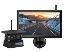 Solar Magnetic Wireless RV truck Bus Backup Camera 5" Monitor DVR Touchscreen