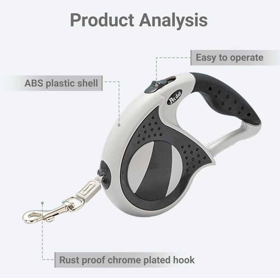 Nuevo - Correa retráctil para perro de 1 pieza, gris. Nuevo en caja Foto 2 de 3