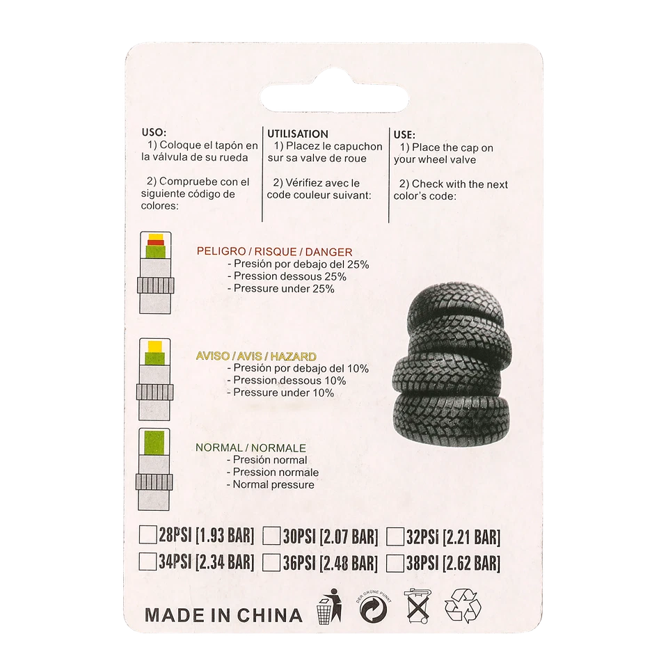 4Pcs Car Auto Tire Pressure Monitor Valve Stem Cap Sensor Indicator Warn 36psi - Image 2 of 4