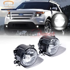 2X Round H11 LED Fog Light Assembly 6000K Glass Lens for Ford Explorer 2011-2014