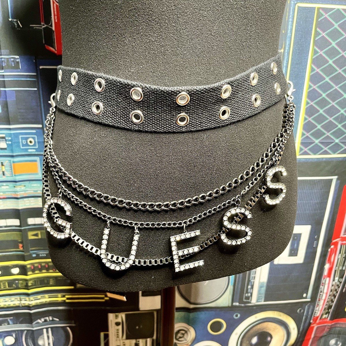 GUESS Y2K Rhinestone Belt/Jeans/Purse Chain Retro Sparkle  display picture 2