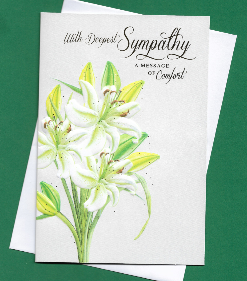 With Deepest Sympathy Card Condolence Bereavement Mourning Male Female Friend