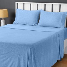 Utopia Bedding Queen Sheet Set - Jersey Knit Sheets 4 Piece Queen, Sky Blue