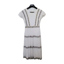 Tea N Rose Cream Embroidered Praire Western Midi Dress Cottagecore Boho Folk Med