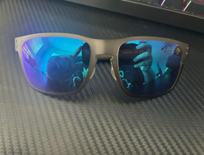 Oakley Men s Square Sunglasses Black Metal Full Rim Blue Mirrored OO4123-0755