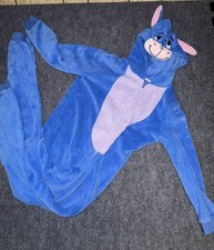 Disney Eeyore Pajama Womens XL One-Piece Blue Hooded Sleepwear Costume Suit