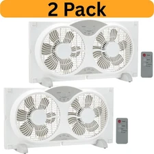 Seasons Comfort 2 Pack 9" Twin Window Fan, Quiet, 3-Speed, Portable - FWF9R