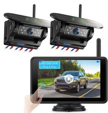 2 Solar Wireless Backup Cameras 1080P 5'' Monitor Car Truck Van Rear View System