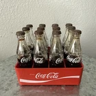Vintage Coca Cola  3” Miniature 12 Glass Bottles In Plastic Crate