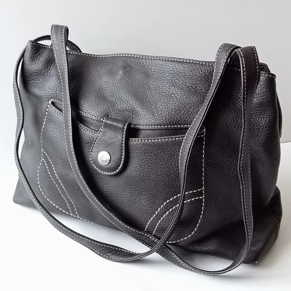 🔥 Stone Mountain Genuine Leather Women's Shoulder Bag Dark Brown 34/23/9 Cm - Image 4 of 4