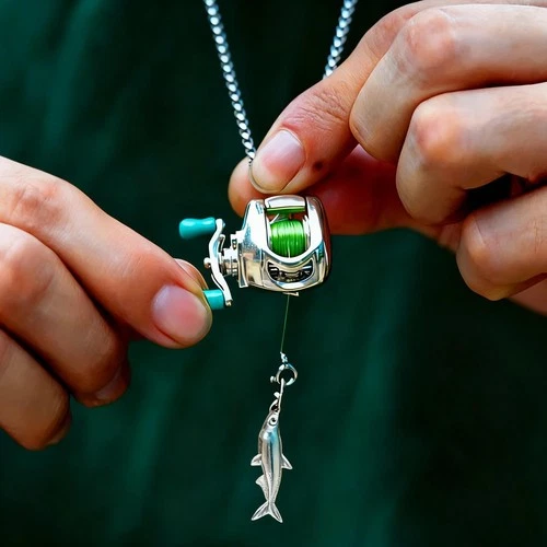 Fishing Reel Necklace Mini Rotating Reel Necklace Angler Jewelry Pendant Punk - Picture 10 of 10